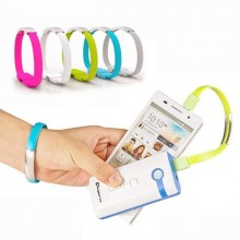 Кабель USB to Micro USB cable, цветной силиконовый браслет